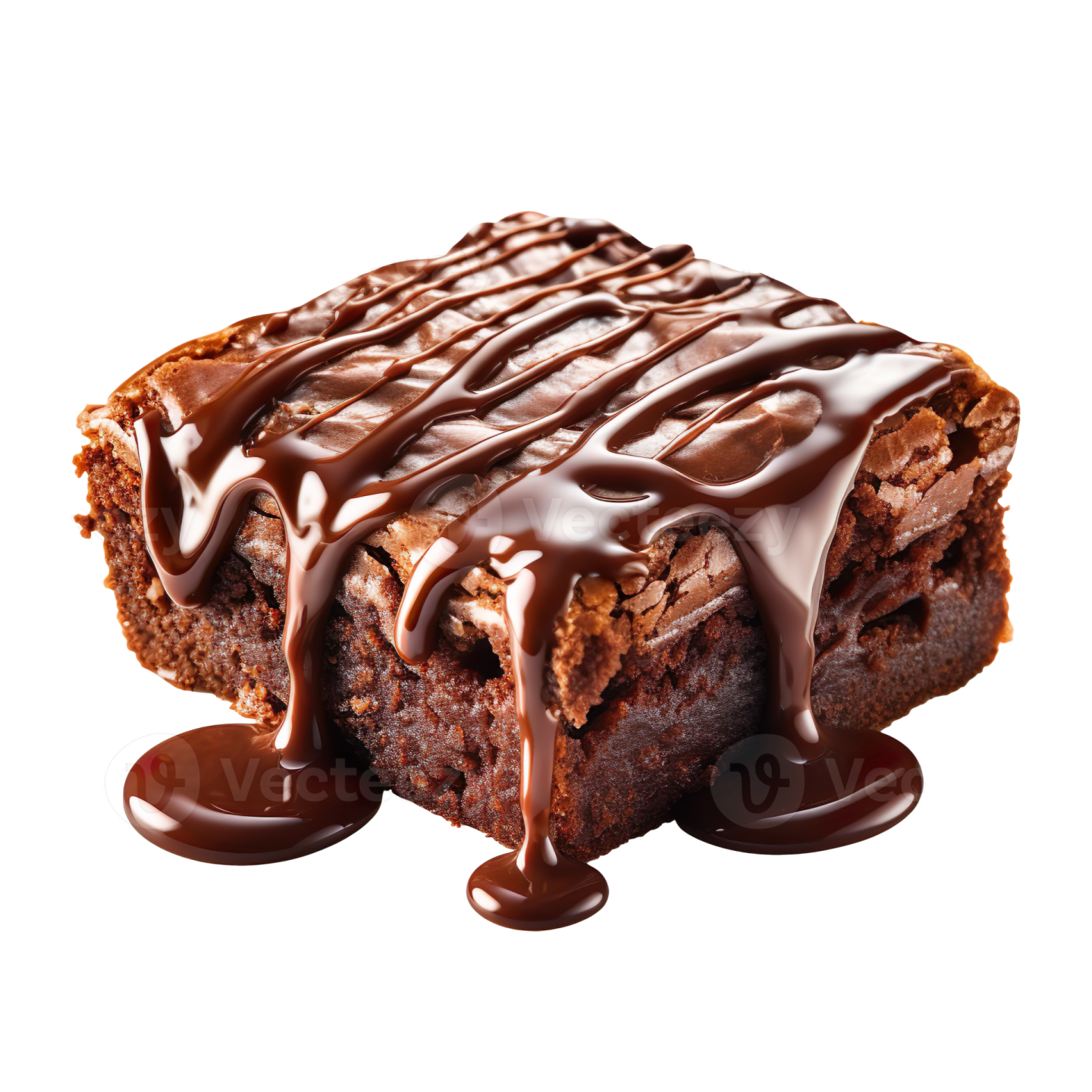 a piece of chocolate covered brownie on a white background