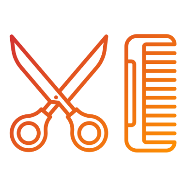 a pair of scissors and combs