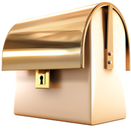 an image of a gold mailbox
