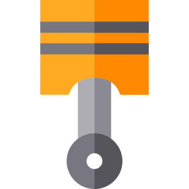 an orange and gray icon with a white background