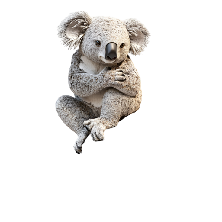 a koala is sitting on its hinds