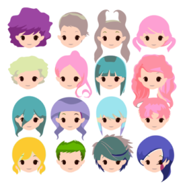 a group of people with different colored hair