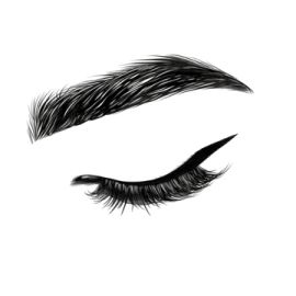 a black and white drawing of a pair of eyelashes