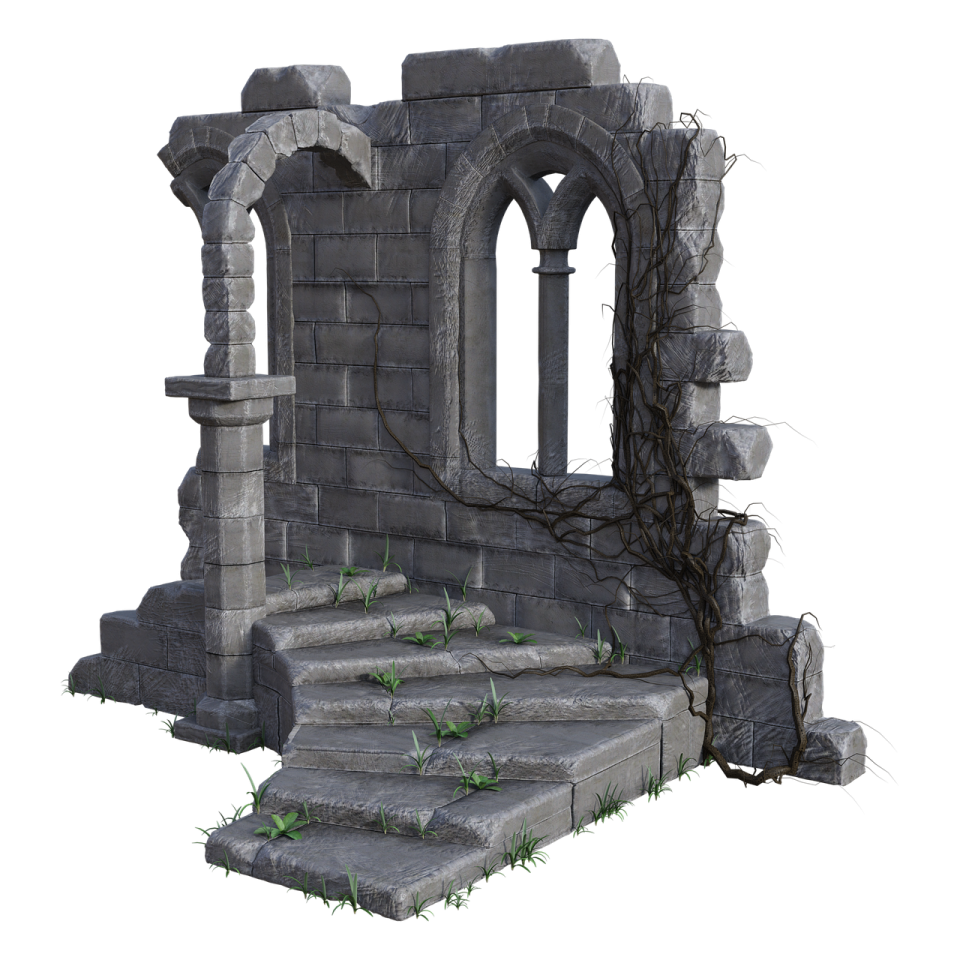 a set of stone steps with vines growing out of them