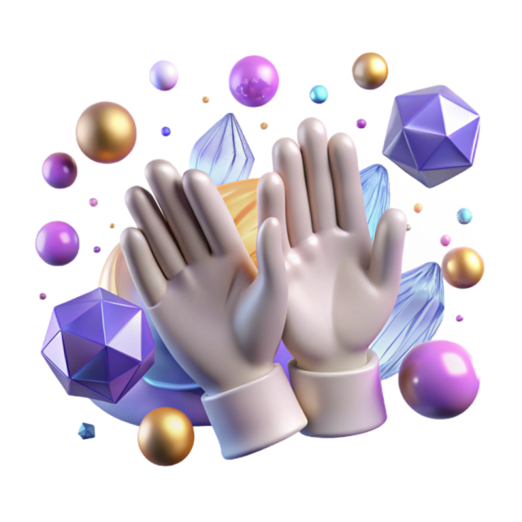 a pair of hands reaching out from a pile of crystals