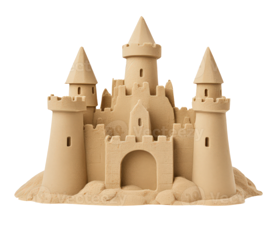 a sand castle on a white background
