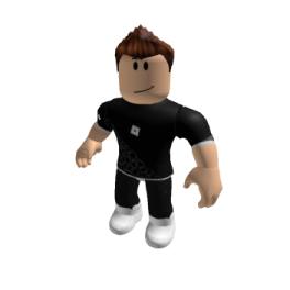 a lego figure with a black shirt and white shoes