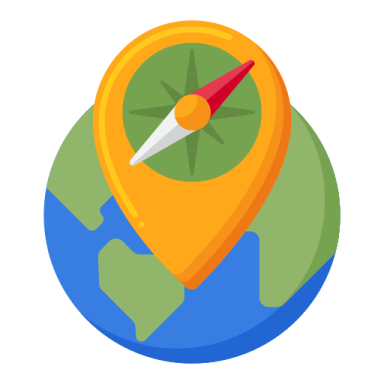 a map with a compass on it