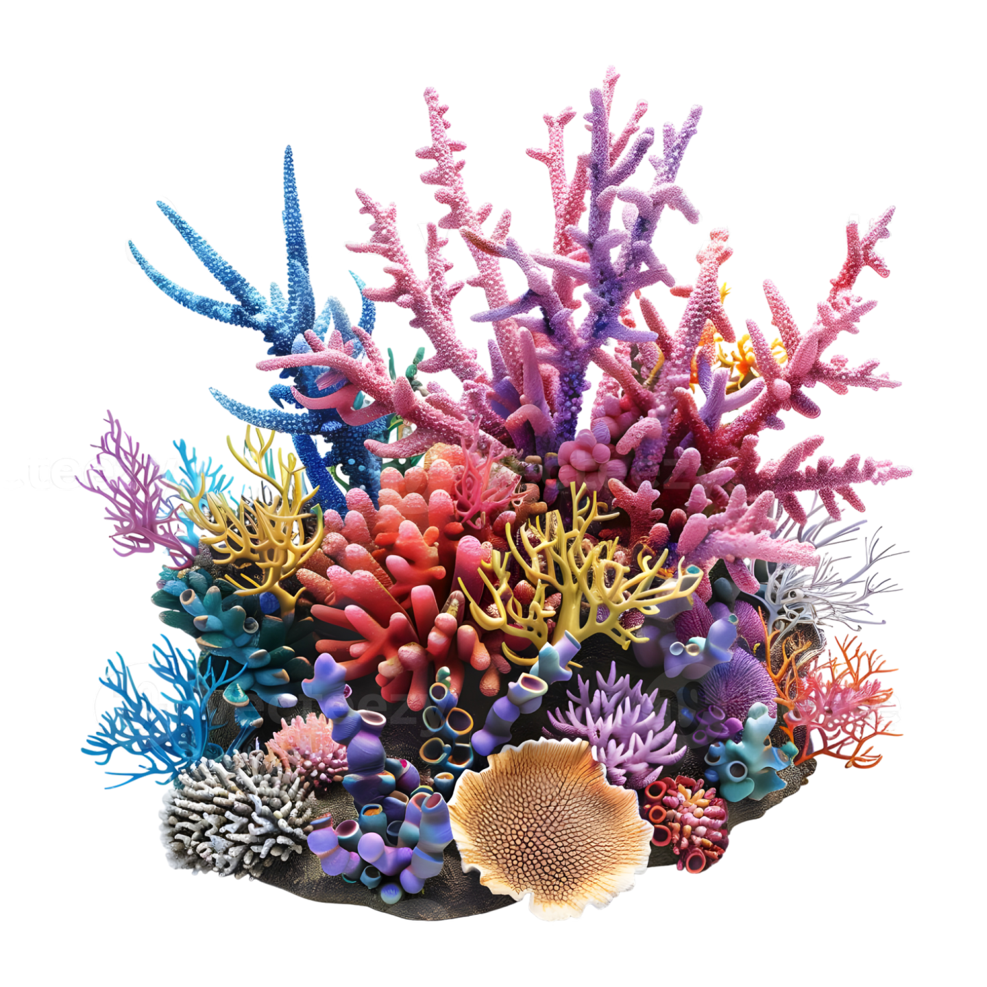 a colorful coral reef on a white background