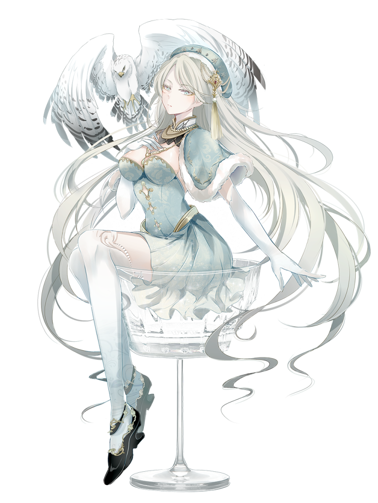 an anime girl sitting on top of a glass