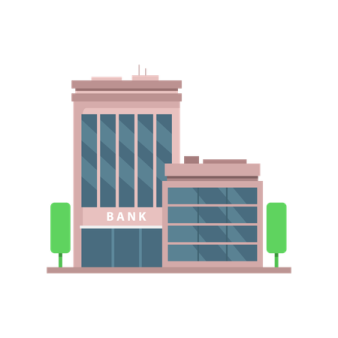 a bank building with the word bank on it