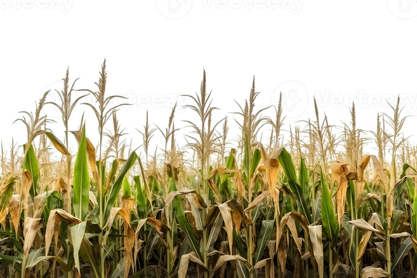 a field of corn on a white background