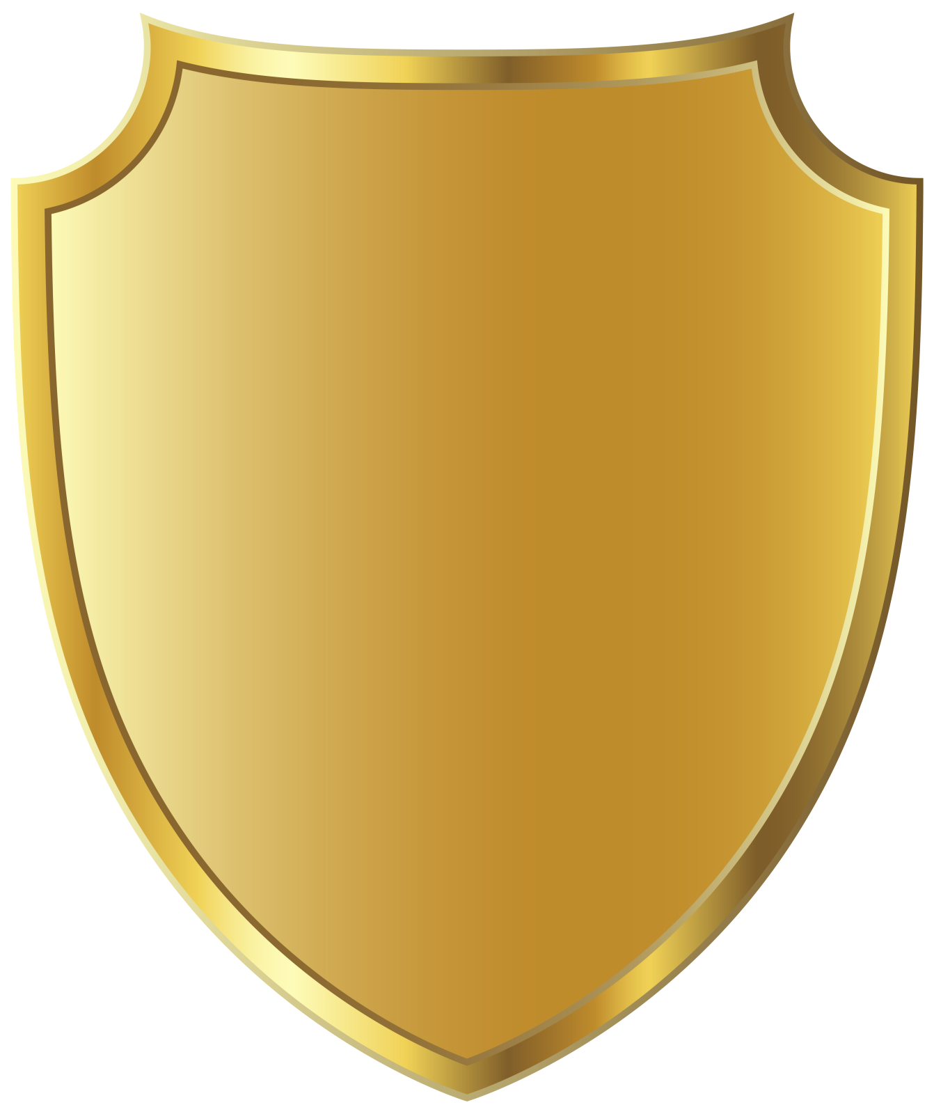 a golden shield on a white background