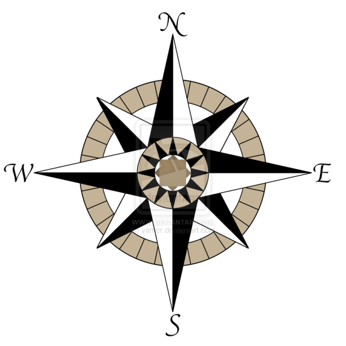 a black and white compass on a white background