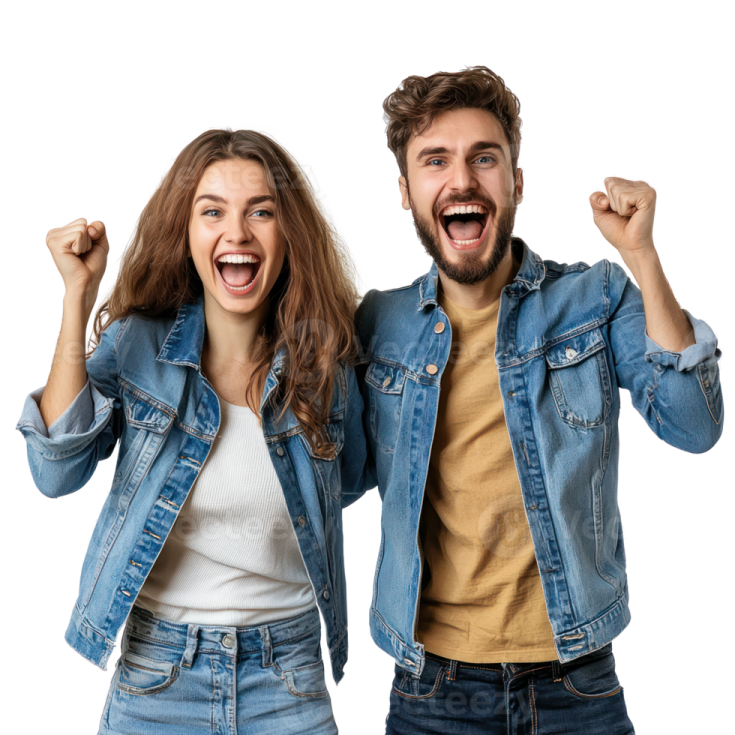 a man and woman in denim jackets