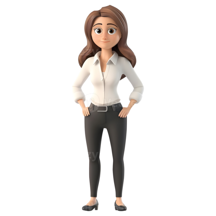 a 3d woman standing with her hands on her hips