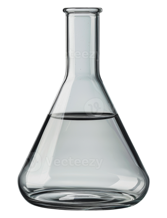 an empty glass flask with a white background