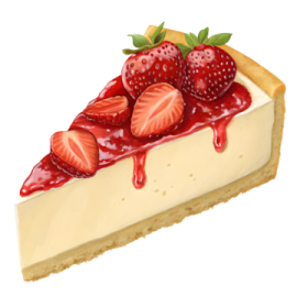 a piece of cheese pie with strawberries on top