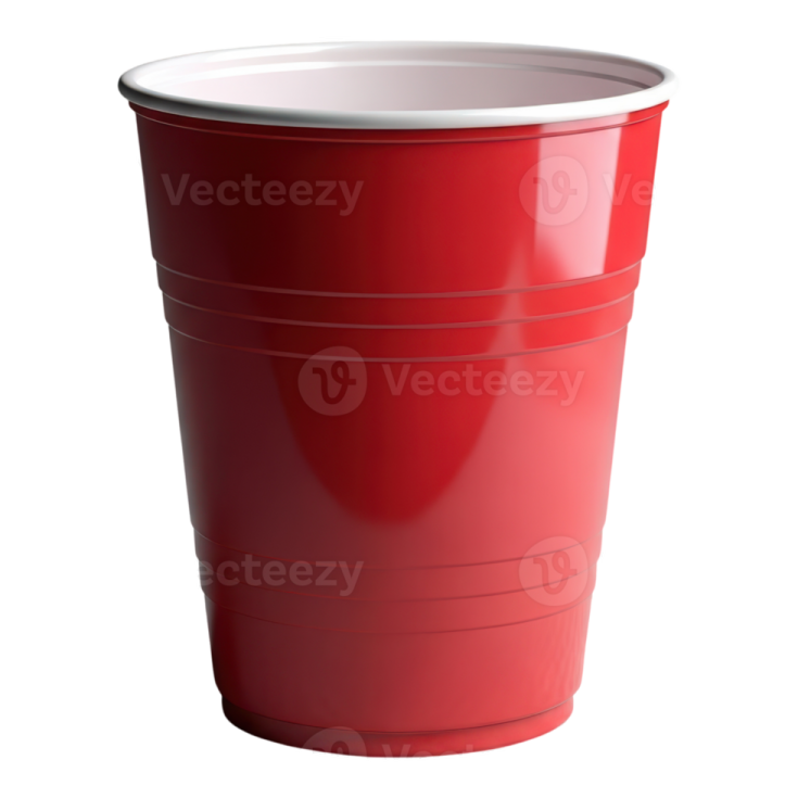 a red plastic cup on a white background