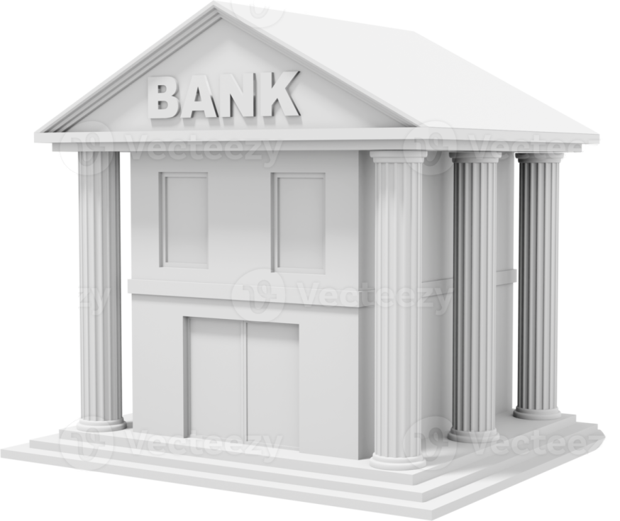 a bank building on a white background