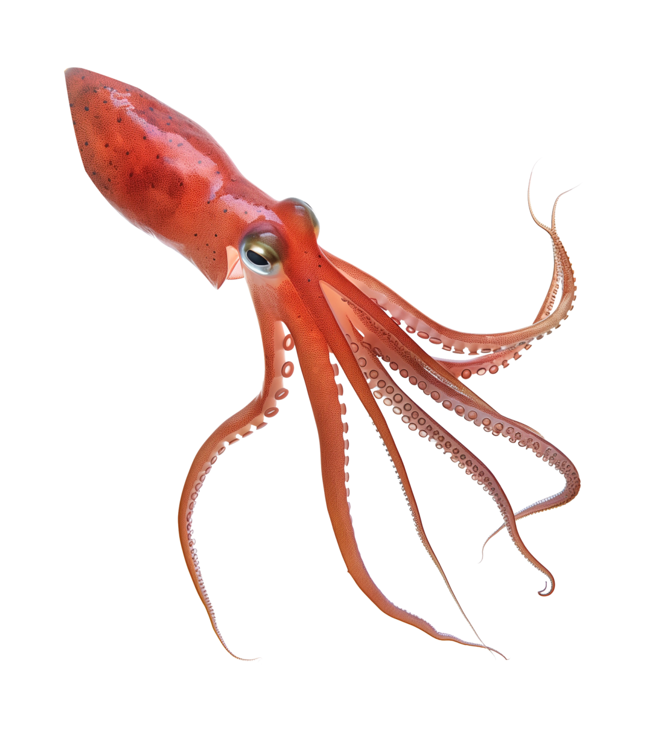 an octopus is standing on a white surface
