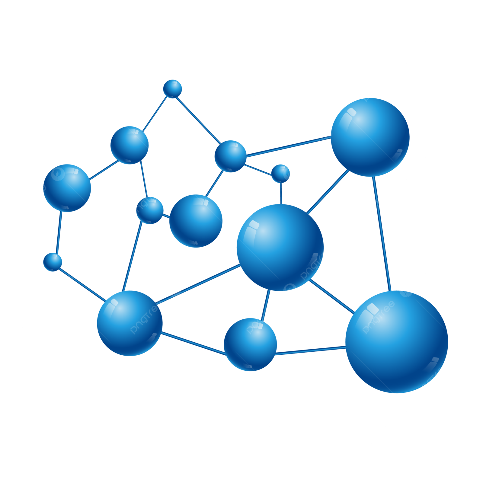 a blue molecule on a white background