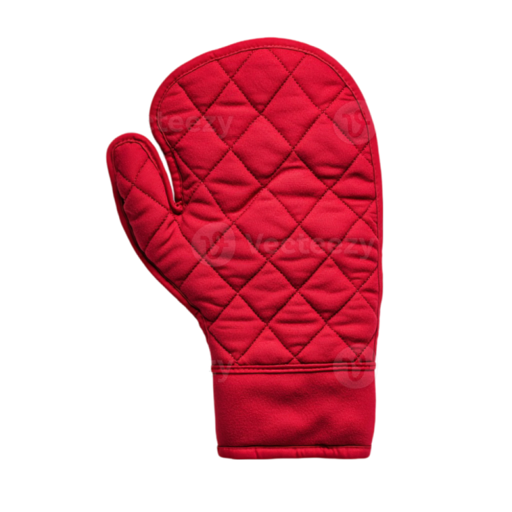 a red oven glove on a white background