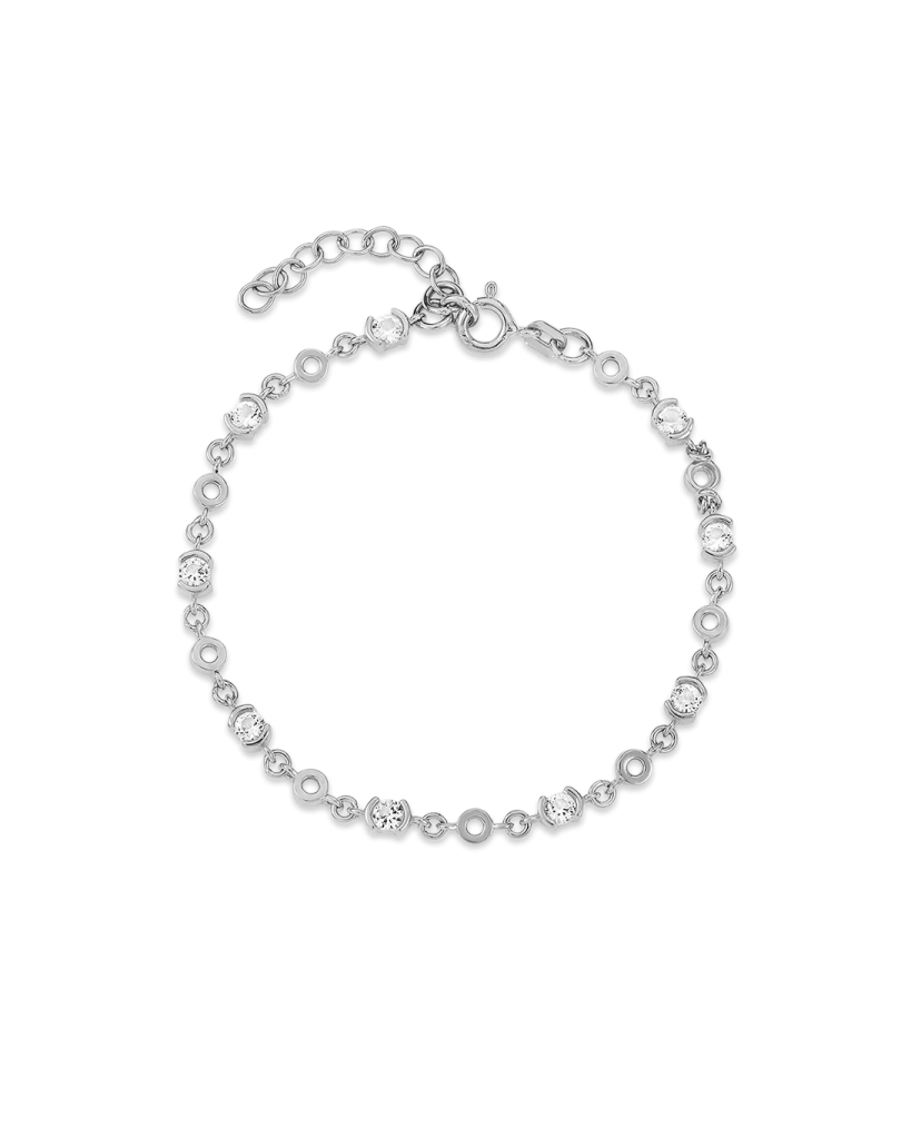 a silver bracelet with circles on it