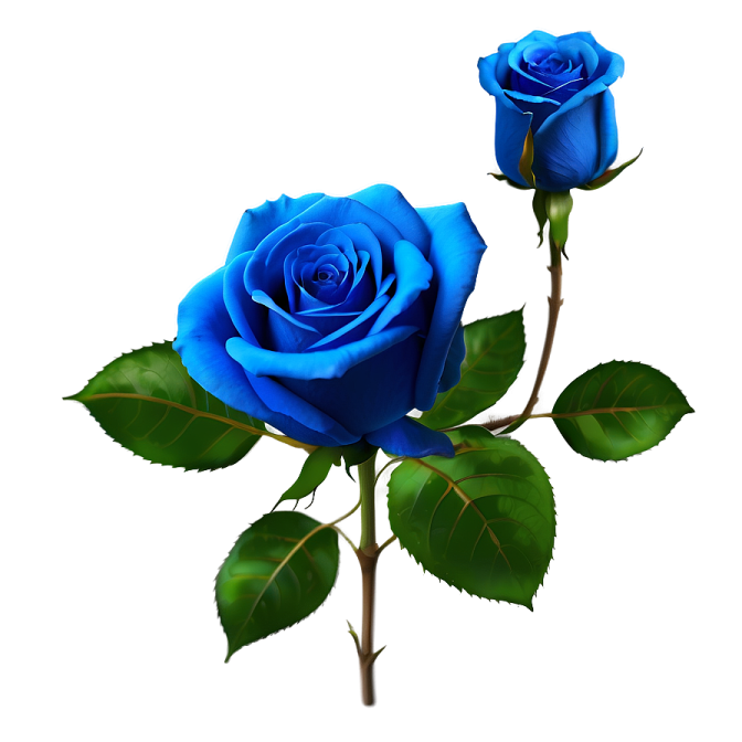two blue roses on a white background