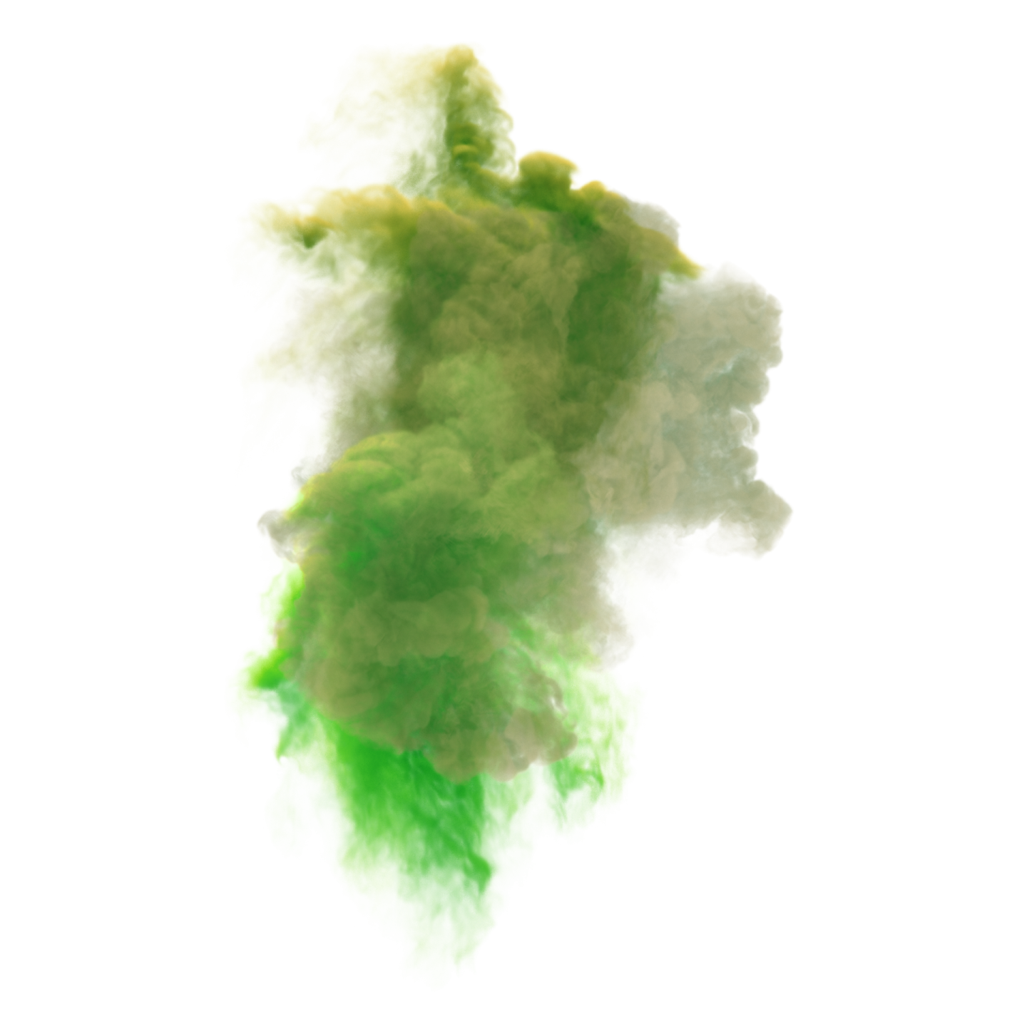 green smoke on white background