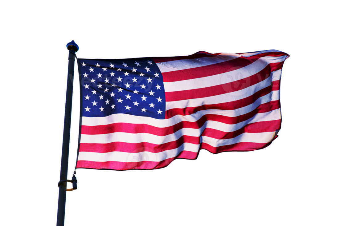an american flag flying in the wind