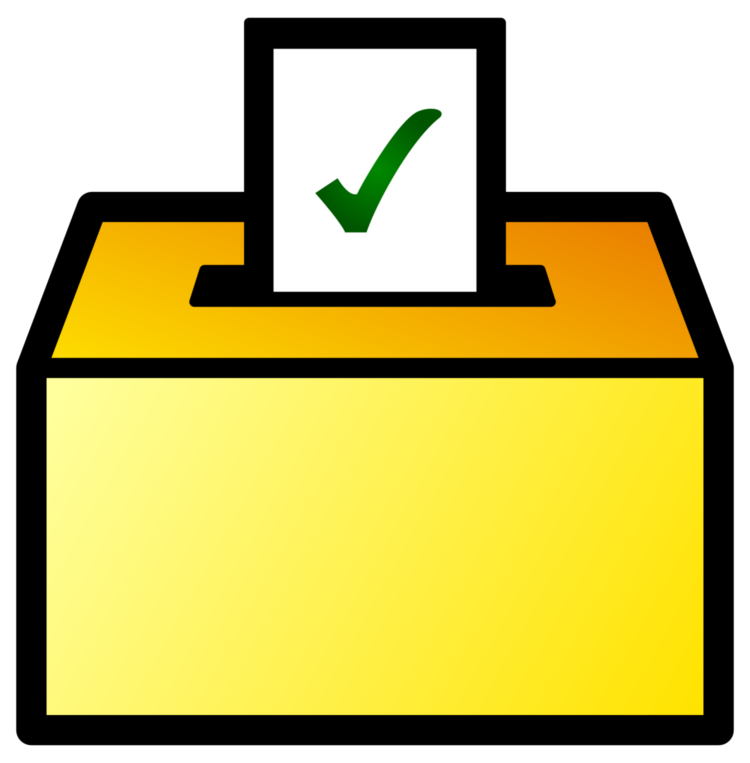 a yellow box with a check mark on it