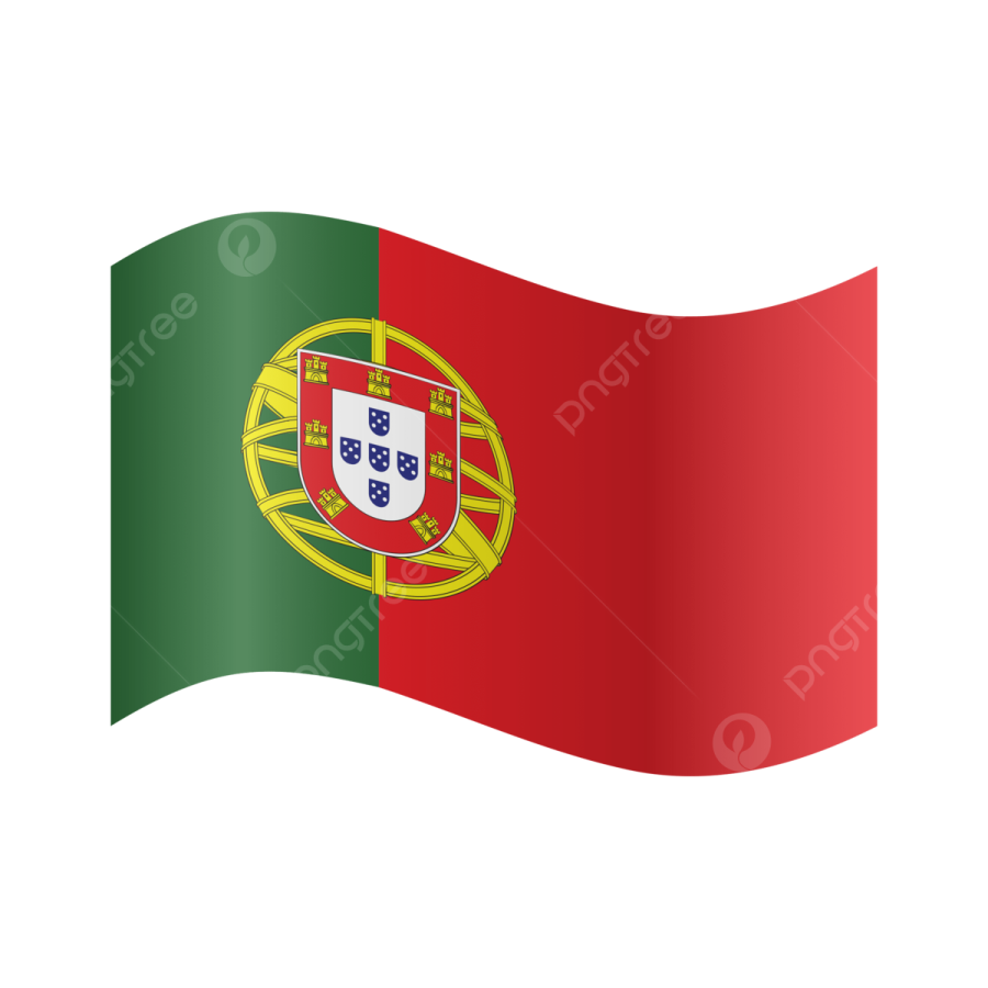 portugal flag waving on white background