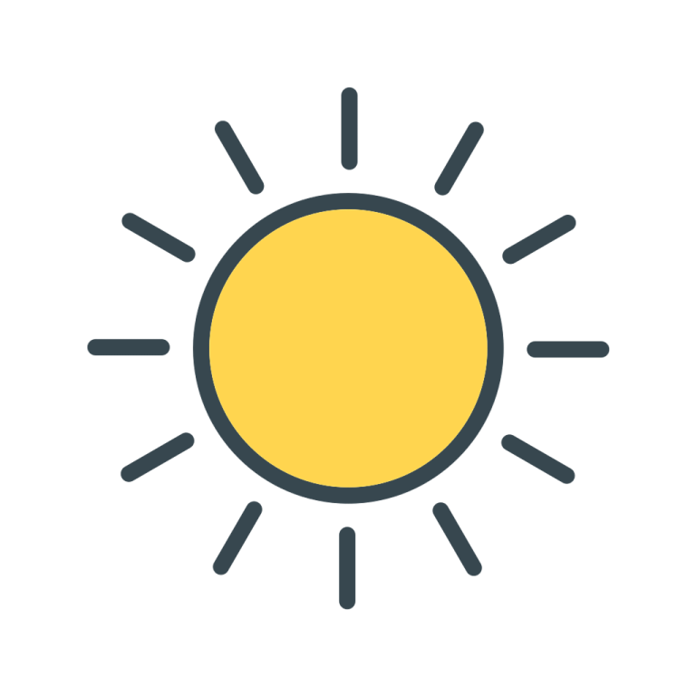 a yellow sun icon on white background