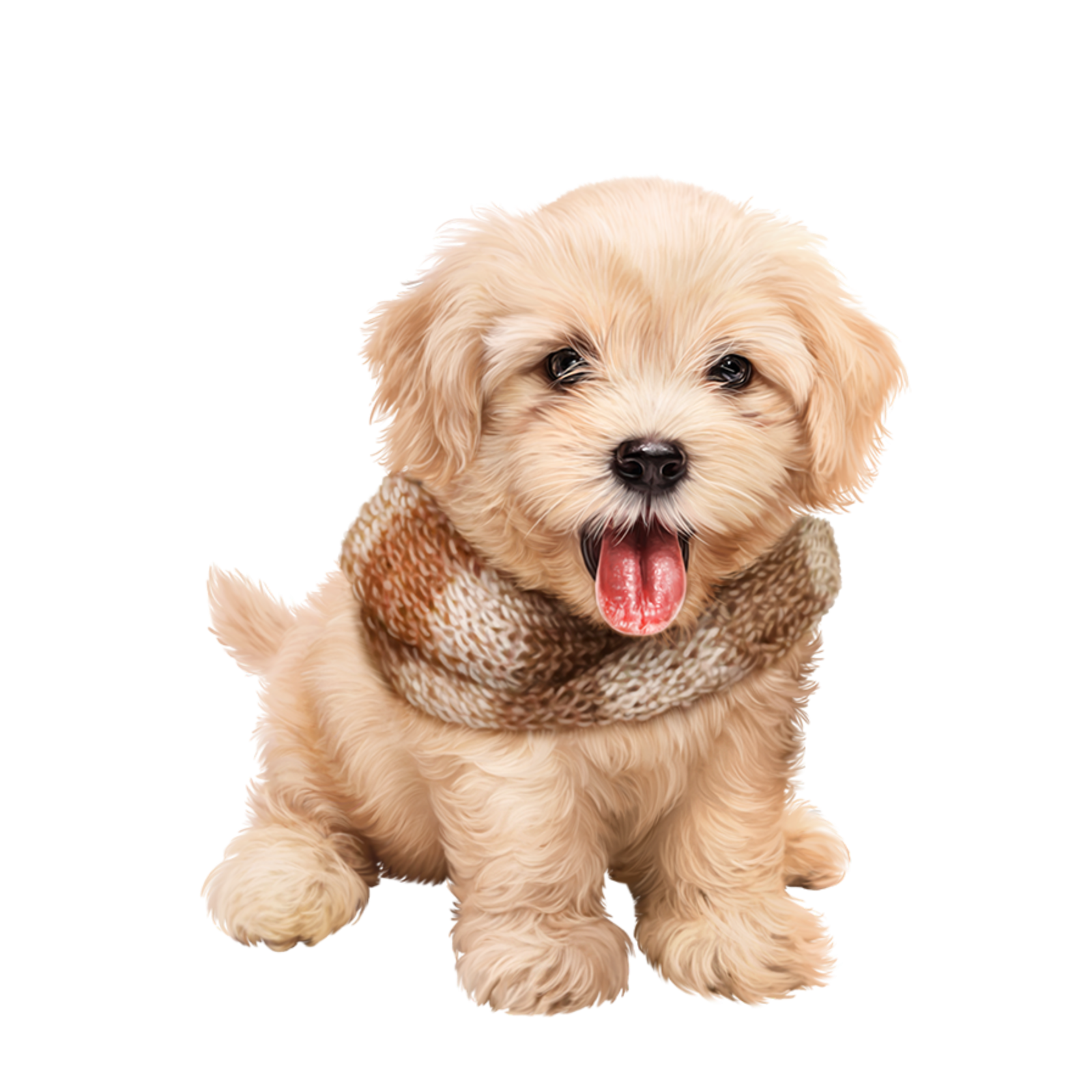 a small dog with its tongue sticking out