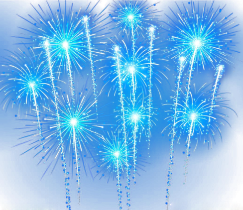 blue fireworks on a blue sky background