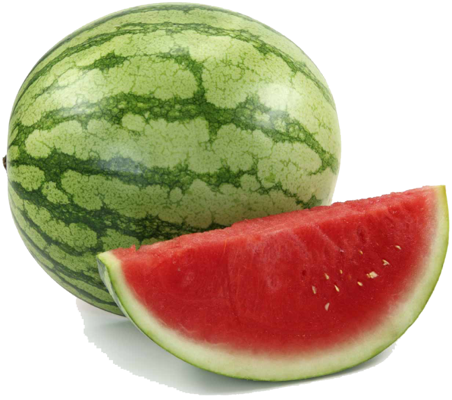a watermelon and a piece of watermelon on a white background