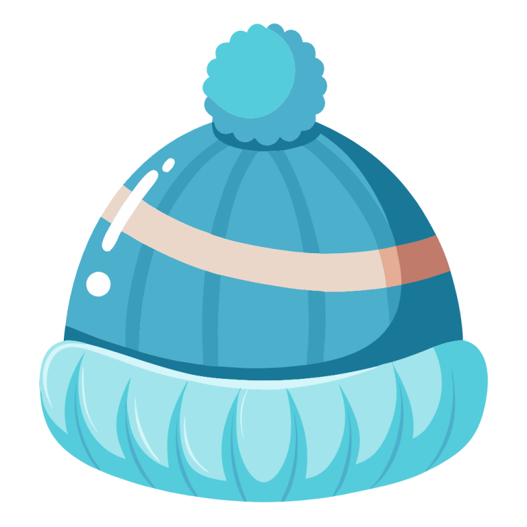 a blue hat with a pom on it