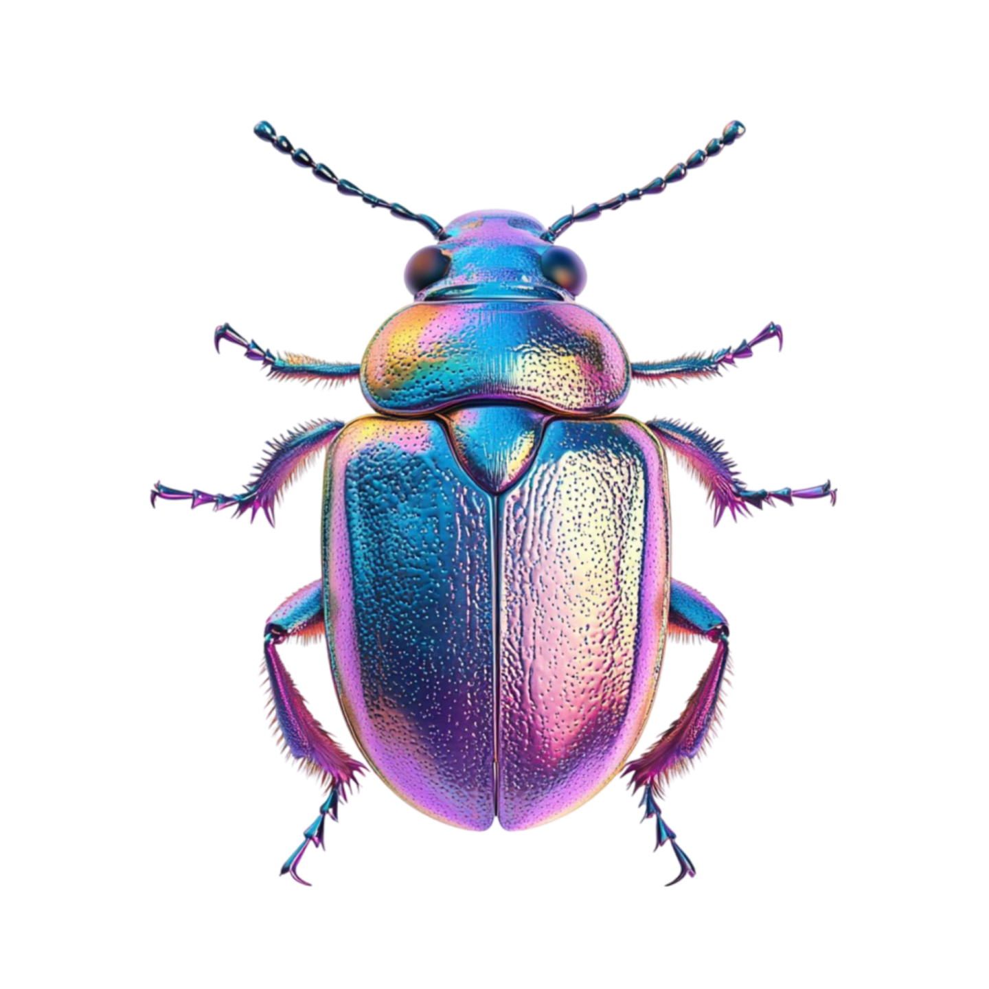 a colorful beetle on a white background
