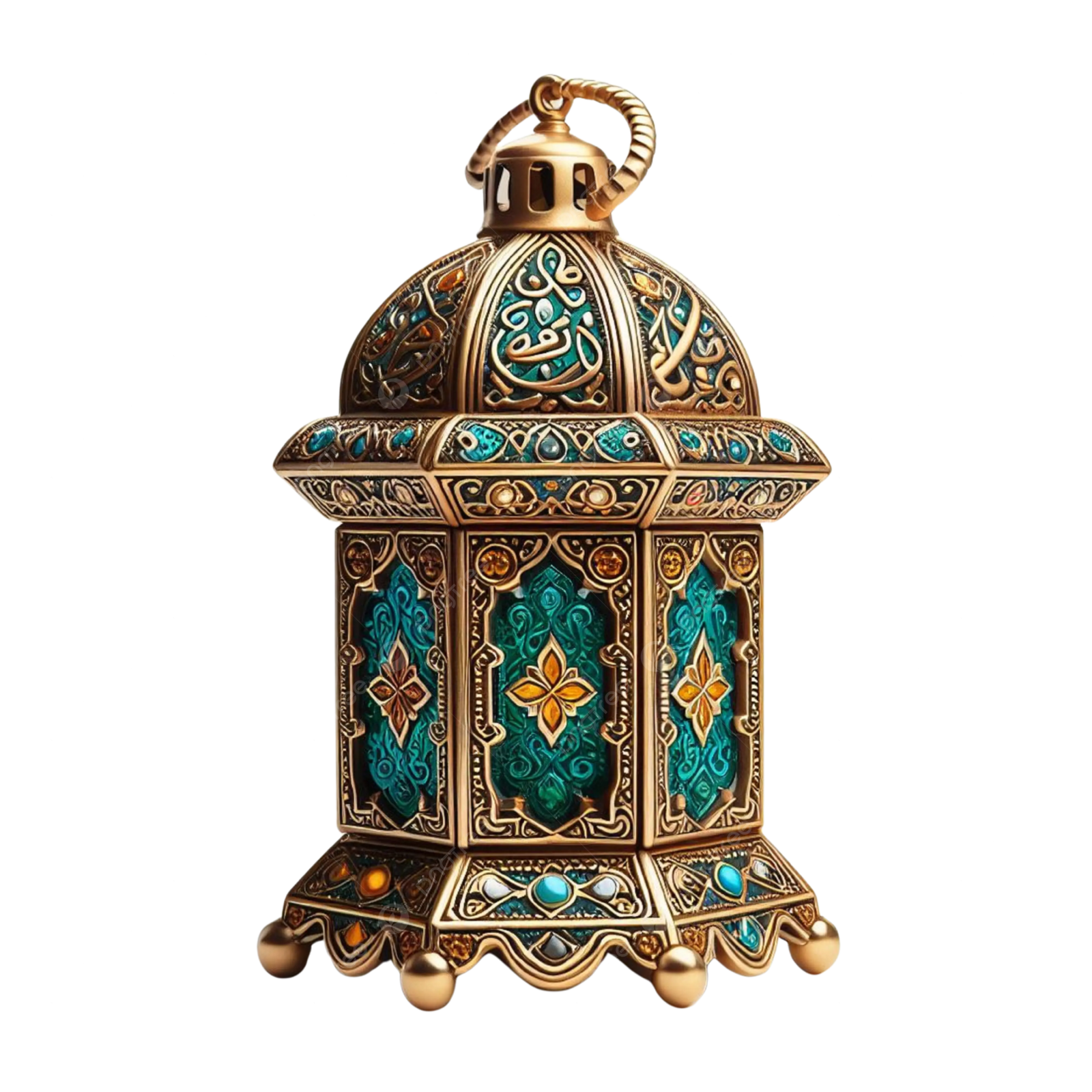 an ornate gold and turquoise glass tea light