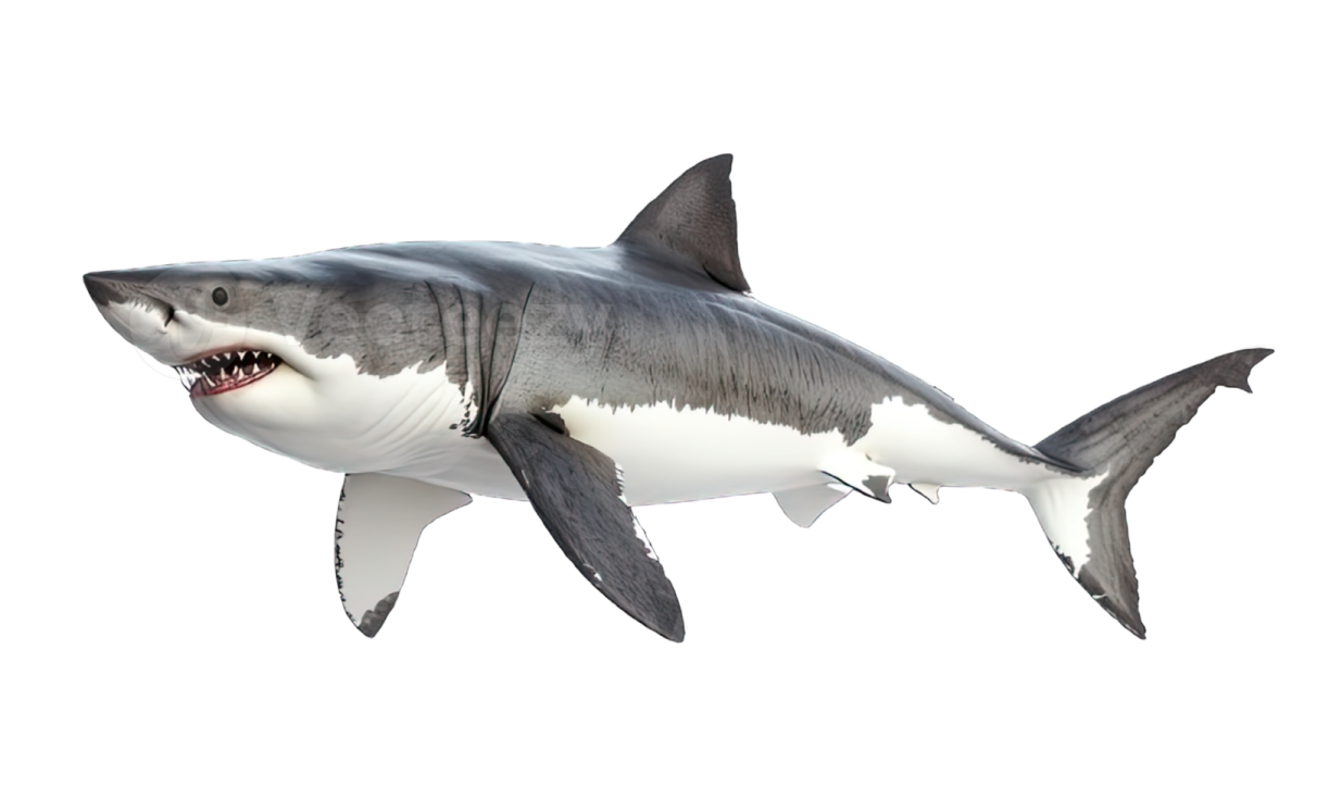 a great white shark with its mouth open