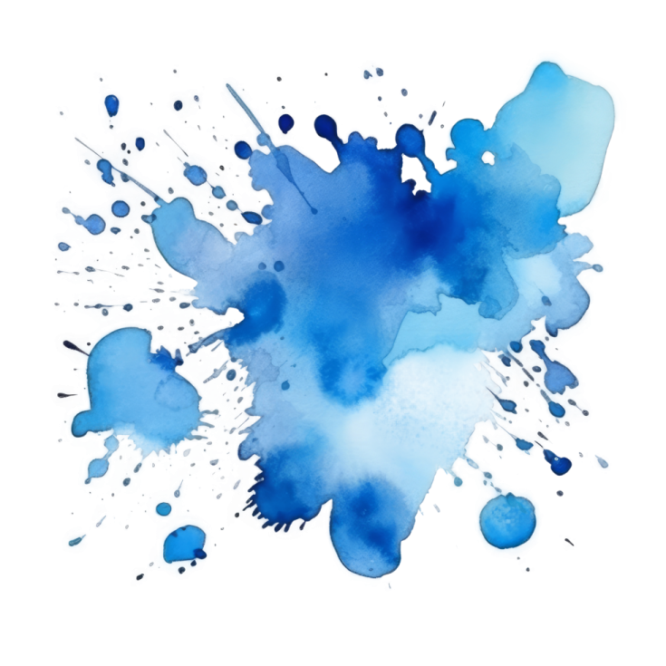 a blue watercolor stain on a white background