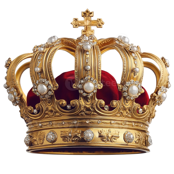 a gold crown with pearls and diamonds