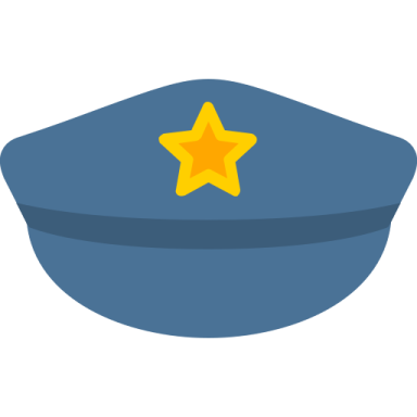 a police hat with a star on top