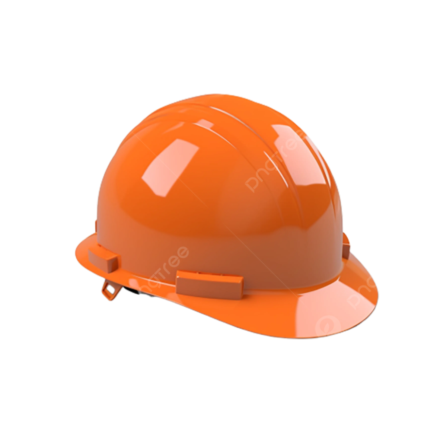 an orange hard hat on white background