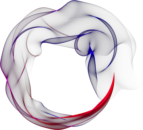 a white circle with red and blue lines