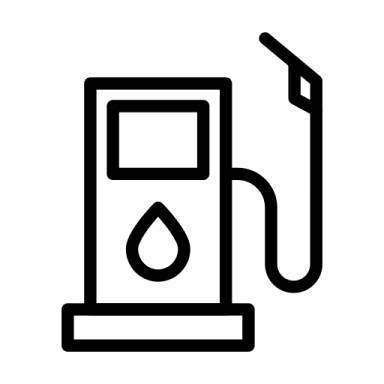 a black and white icon of a gas station