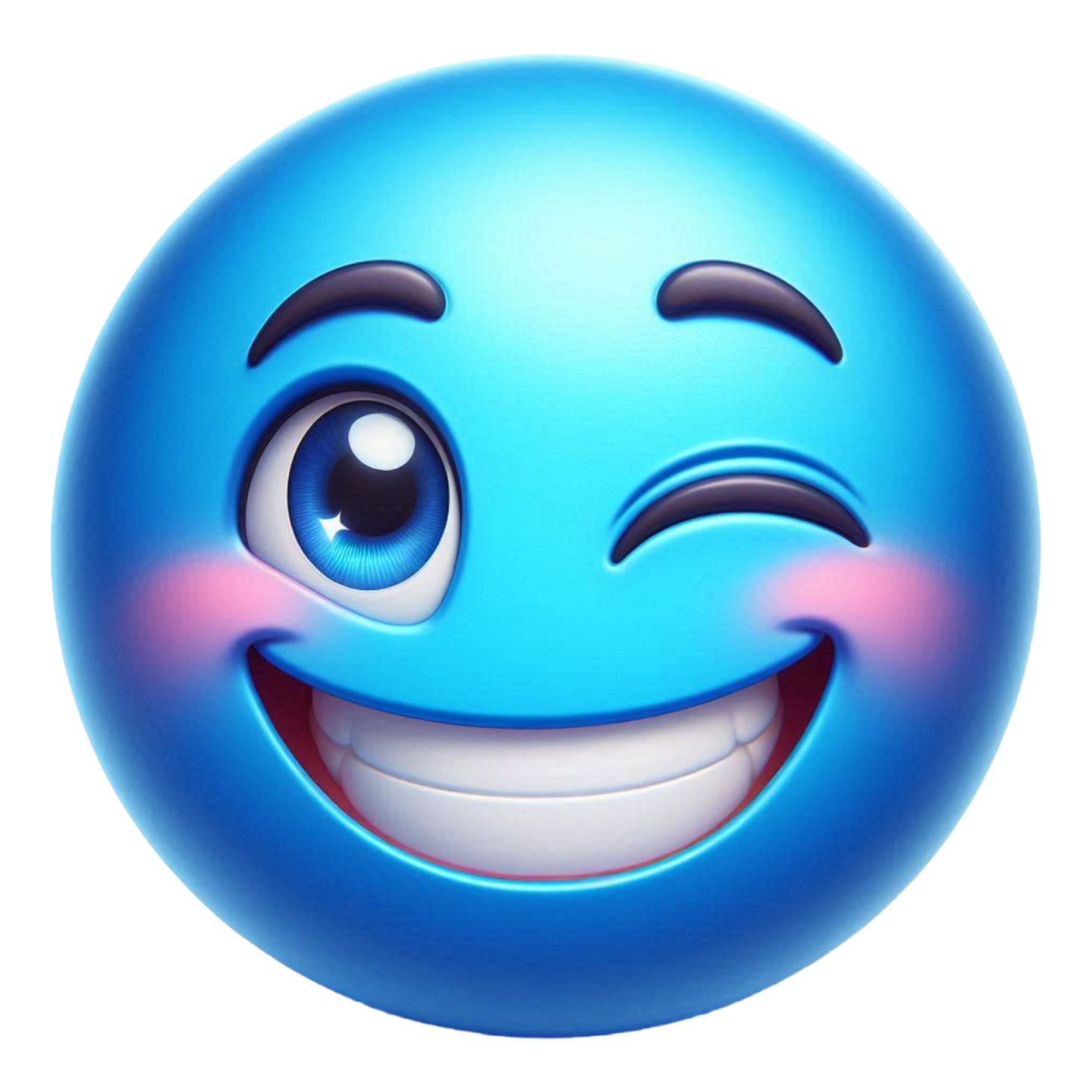 a blue smiley face with an open mouth