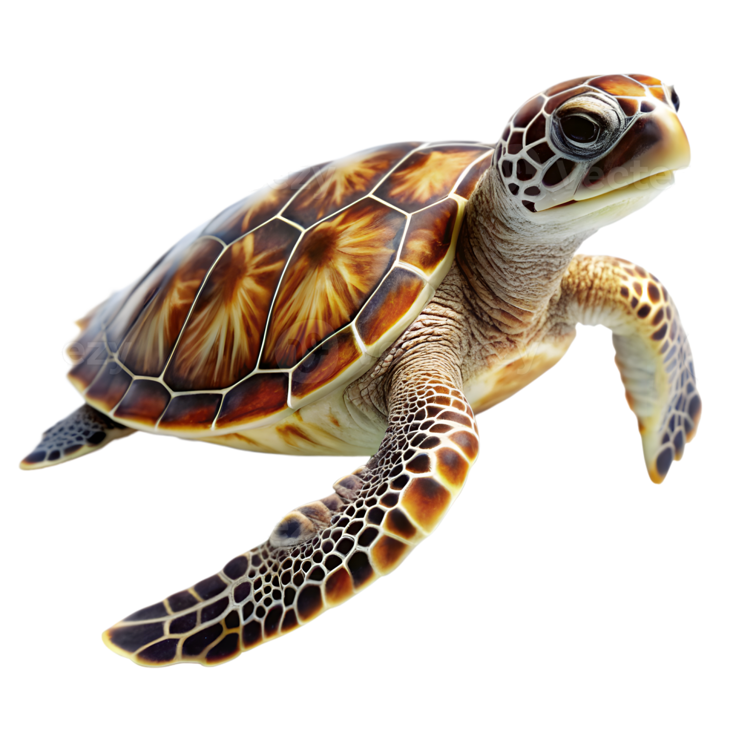 a green sea turtle swimming in the ocean