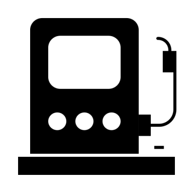 a black and white icon of a gas station